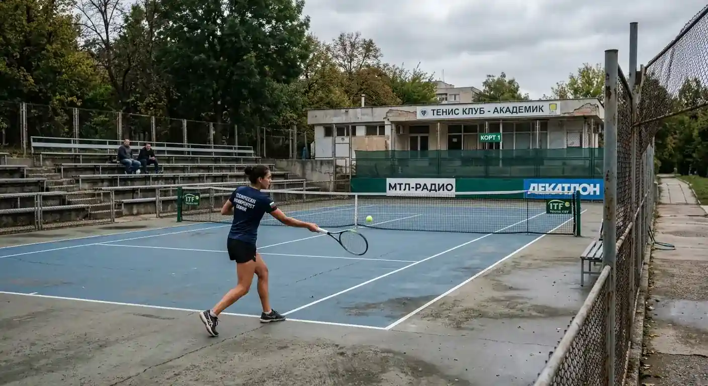Скромен тенис корт на ITF турнир