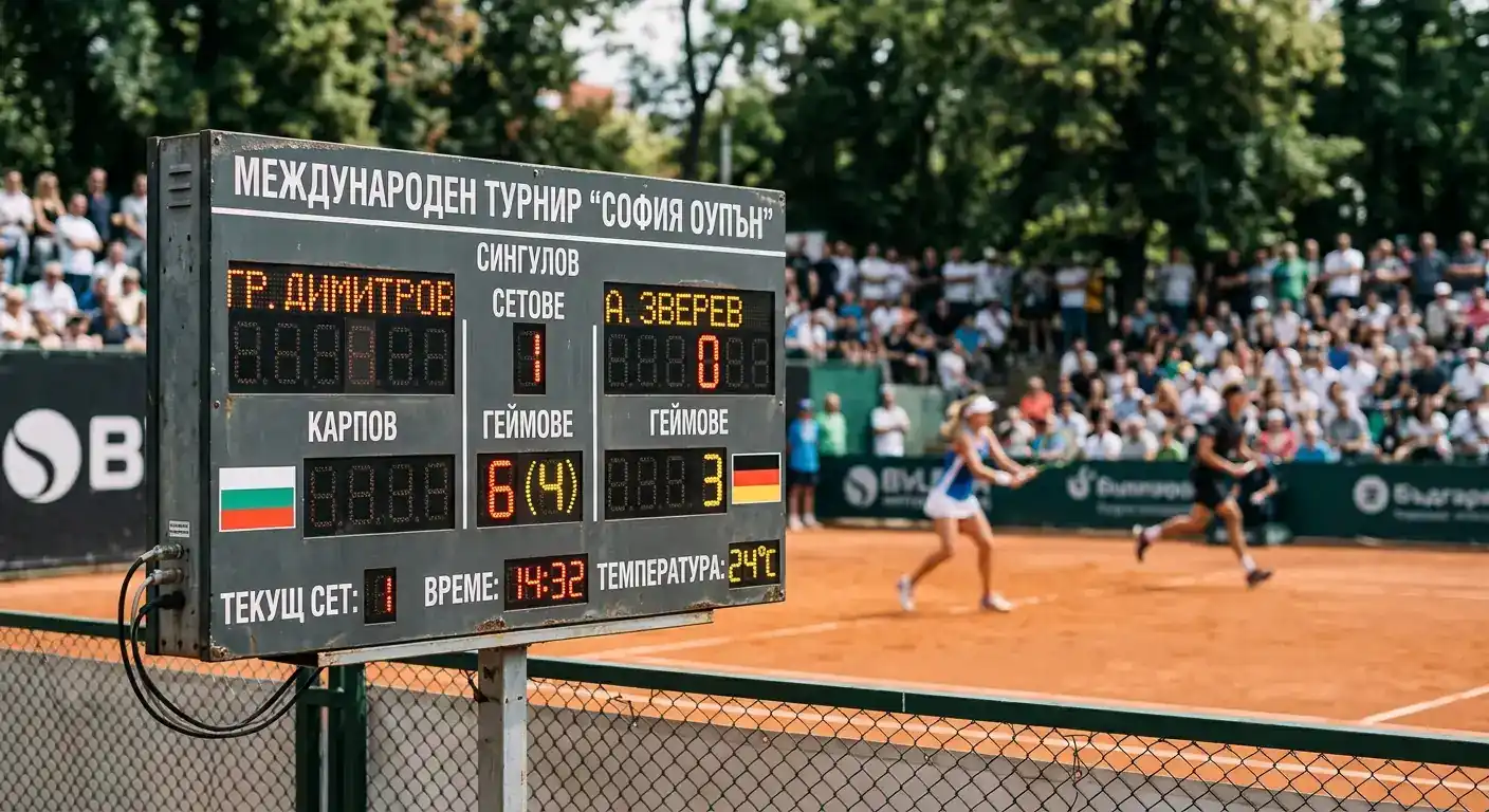 Изглед към тенис табло по време на мач