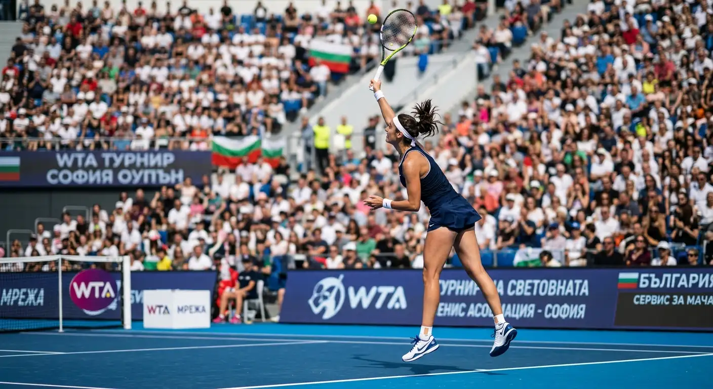 Тенисистка сервира на WTA турнир